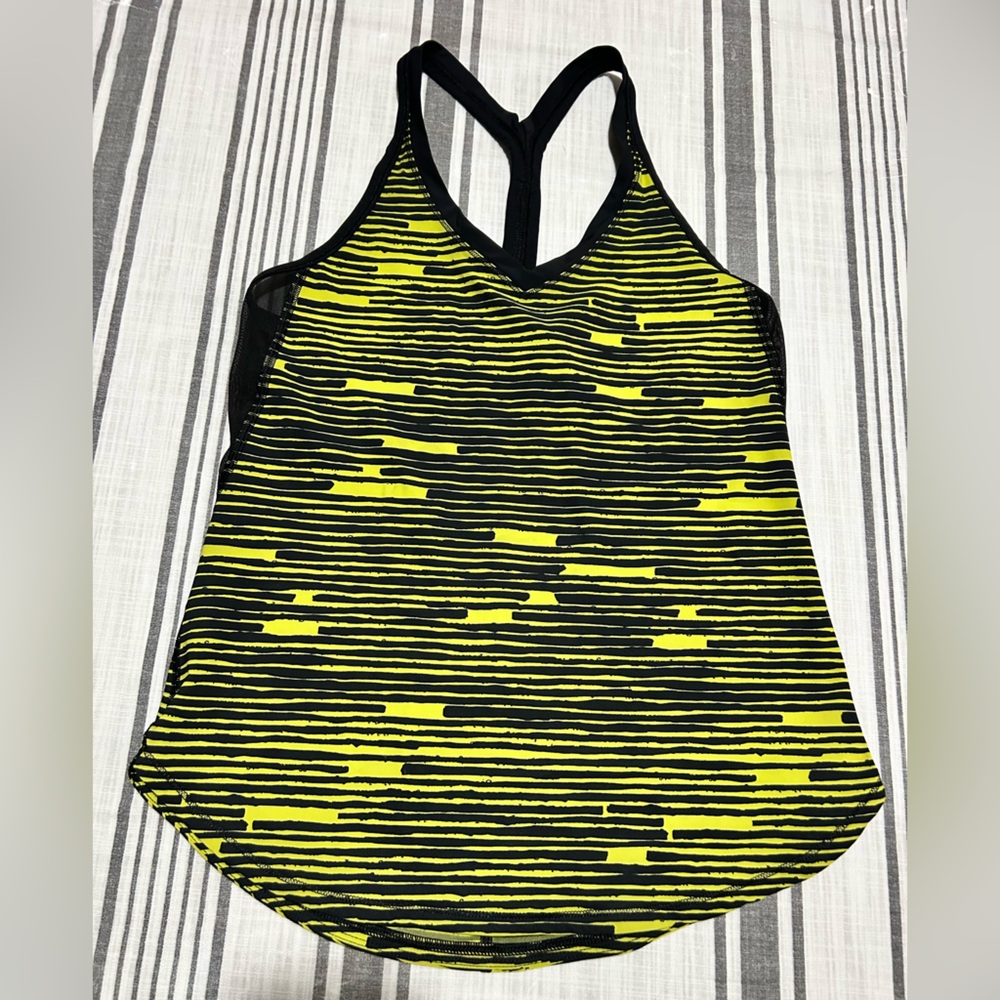 lululemon athletica Black and Yellow Striped Tank Top